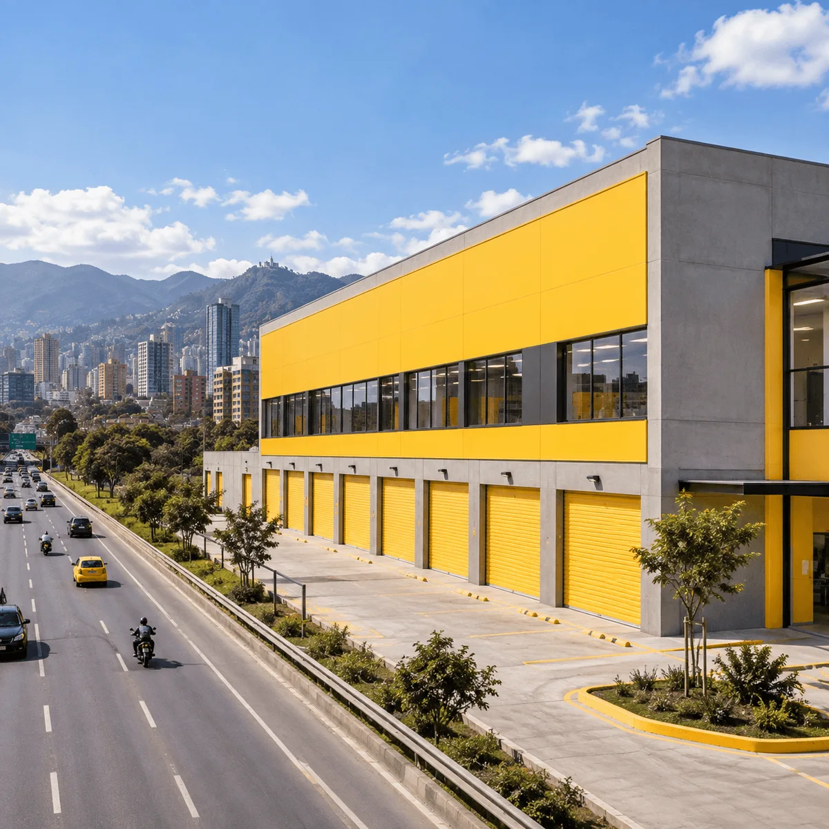 Minibodega abierta con cajas y muebles ordenados por altura