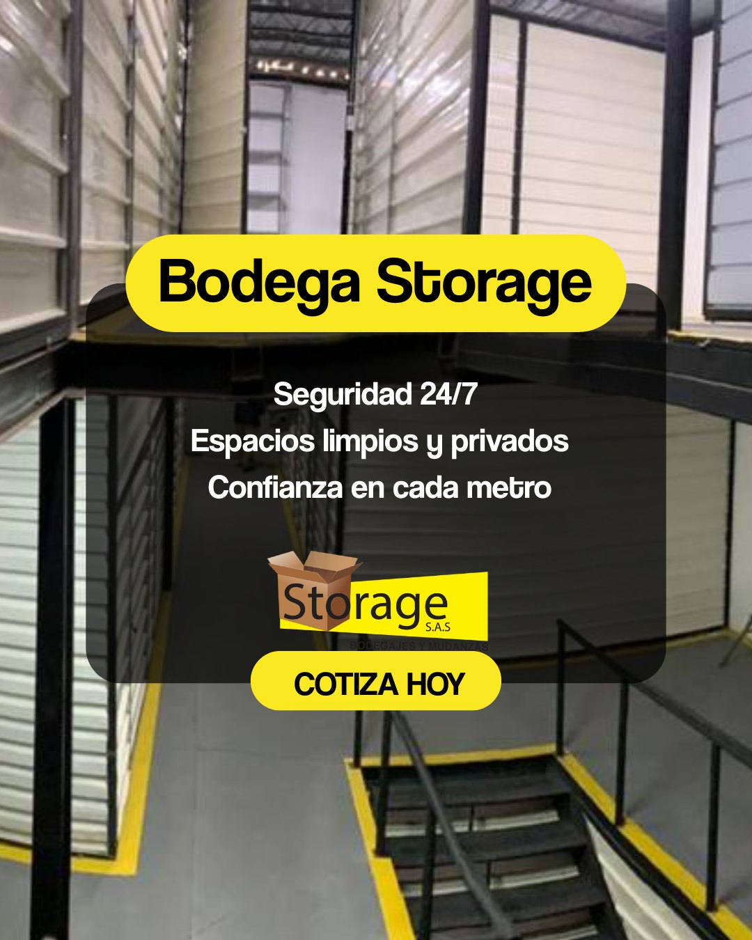 En Storage tus pertenencias están protegidas las 24 horas, con bodegas privadas y limpias.​
 📦 La tranquilidad de tu hogar o negocio, ahora en un lugar seguro.​
 💬 Escríbenos y reserva tu bodega Storage hoy mismo.​